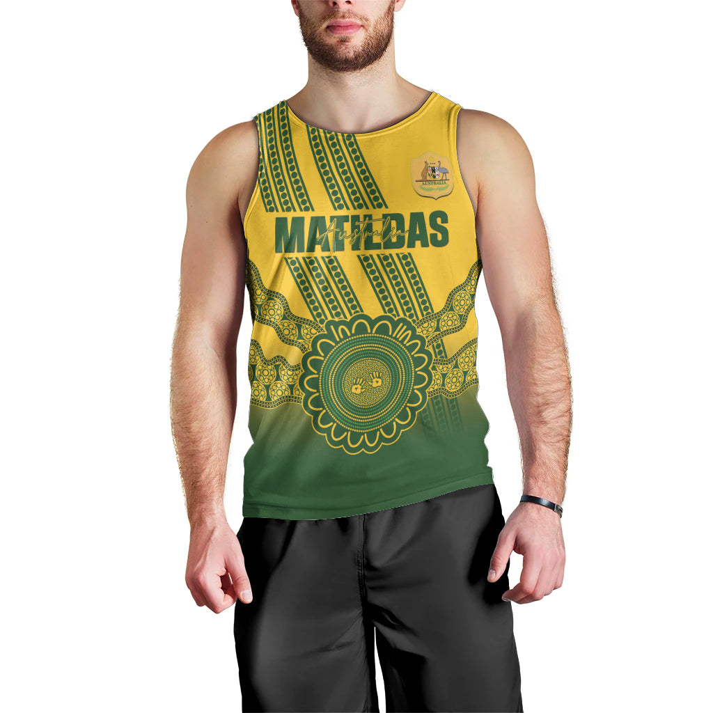 Custom Australia Matildas Men Tank Top Aussie Aboriginal Gold Version