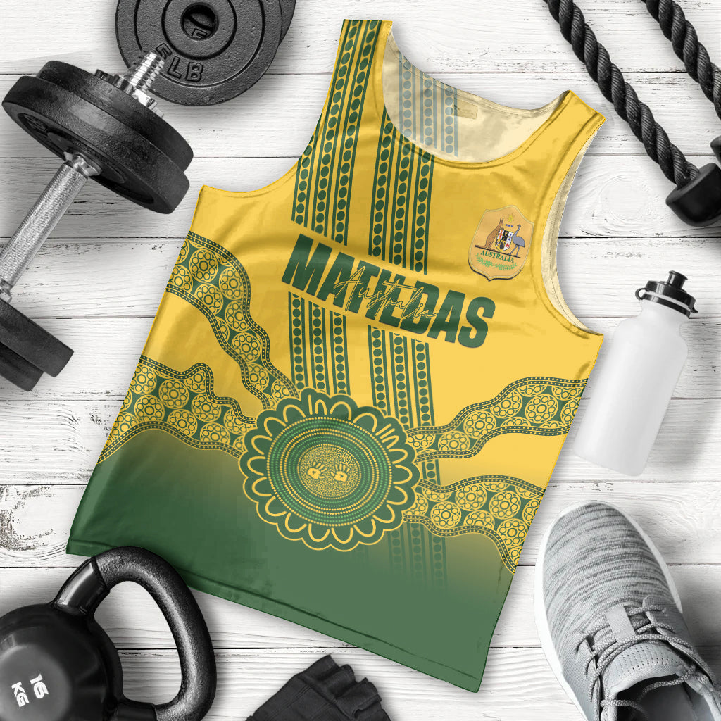 Custom Australia Matildas Men Tank Top Aussie Aboriginal Gold Version