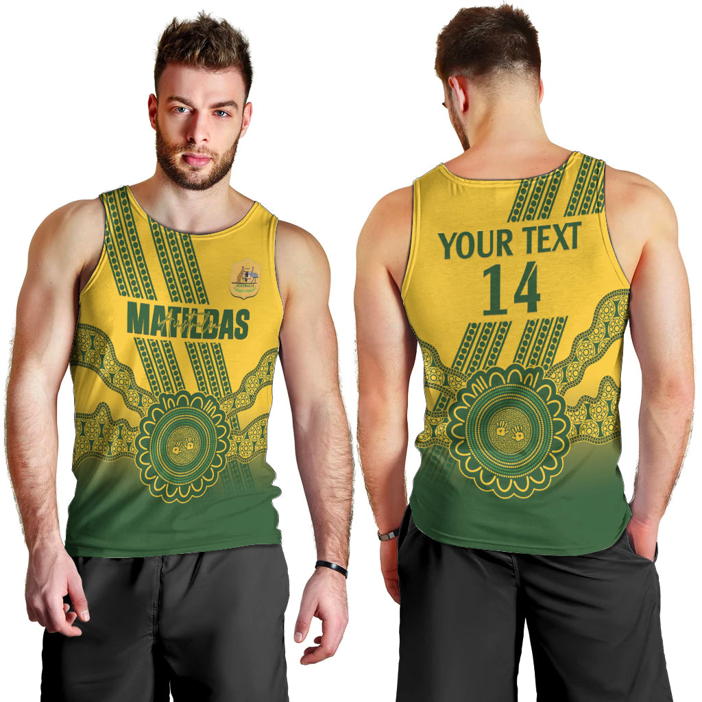 Custom Australia Matildas Men Tank Top Aussie Aboriginal Gold Version