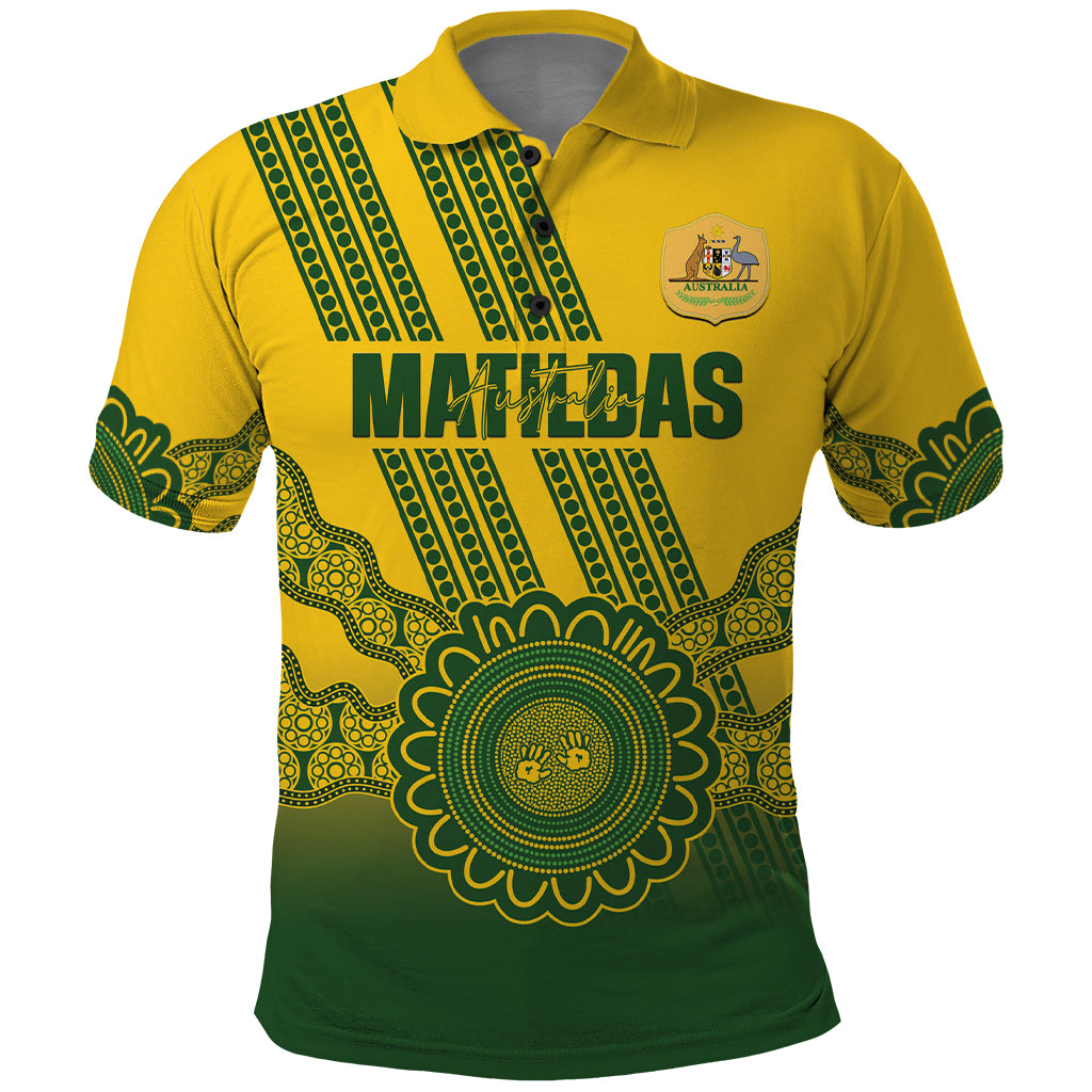 Custom Australia Matildas Polo Shirt Aussie Aboriginal Gold Version