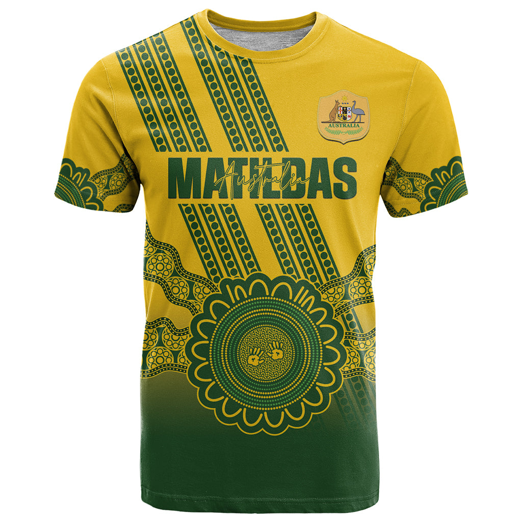 Custom Australia Matildas T Shirt Aussie Aboriginal Gold Version