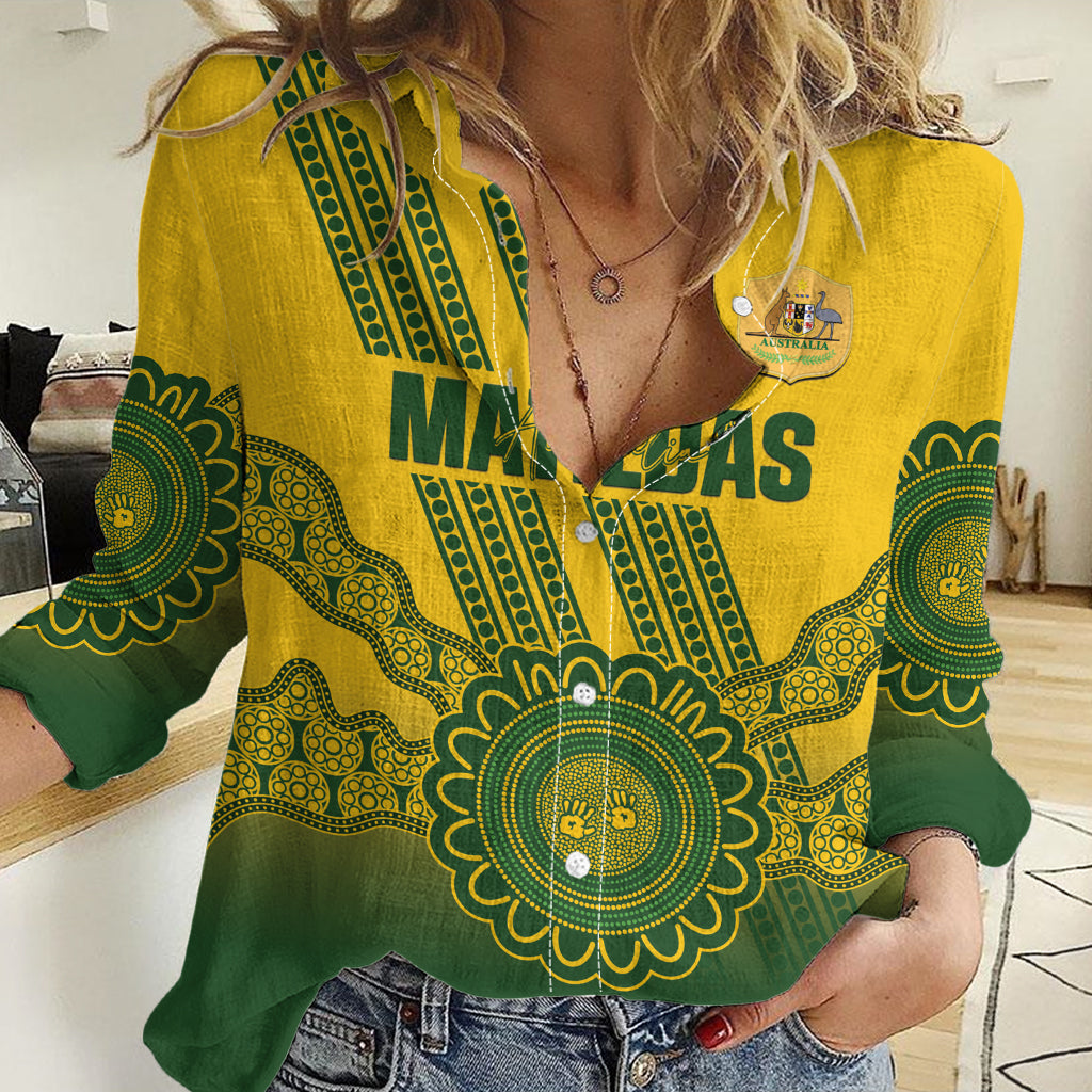 Custom Australia Matildas Women Casual Shirt Aussie Aboriginal Gold Version