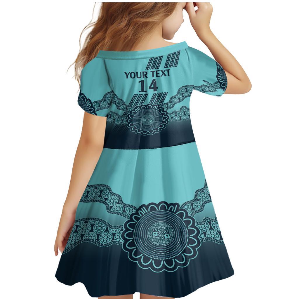 Custom Australia Matildas Family Matching Mermaid Dress and Hawaiian Shirt Aussie Aboriginal Turquoise Version