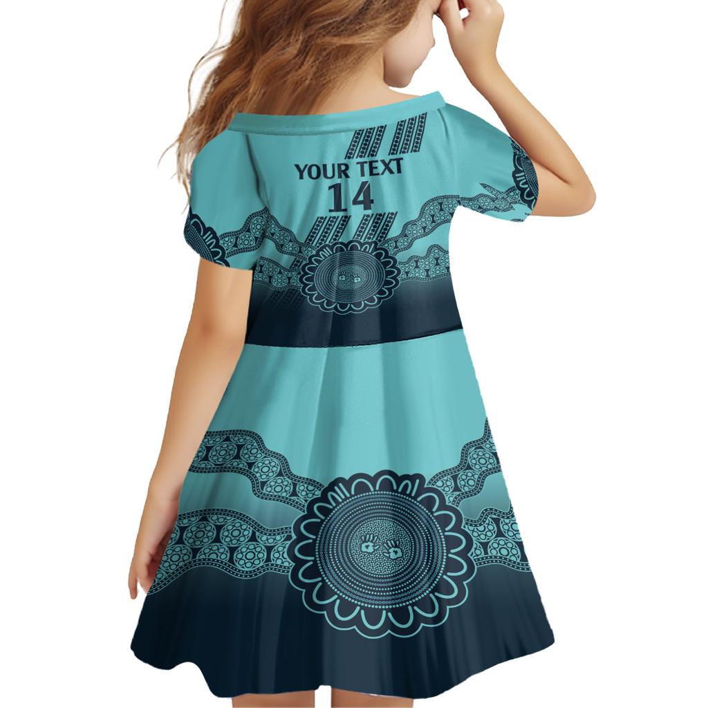 Custom Australia Matildas Family Matching Off The Shoulder Long Sleeve Dress and Hawaiian Shirt Aussie Aboriginal Turquoise Version