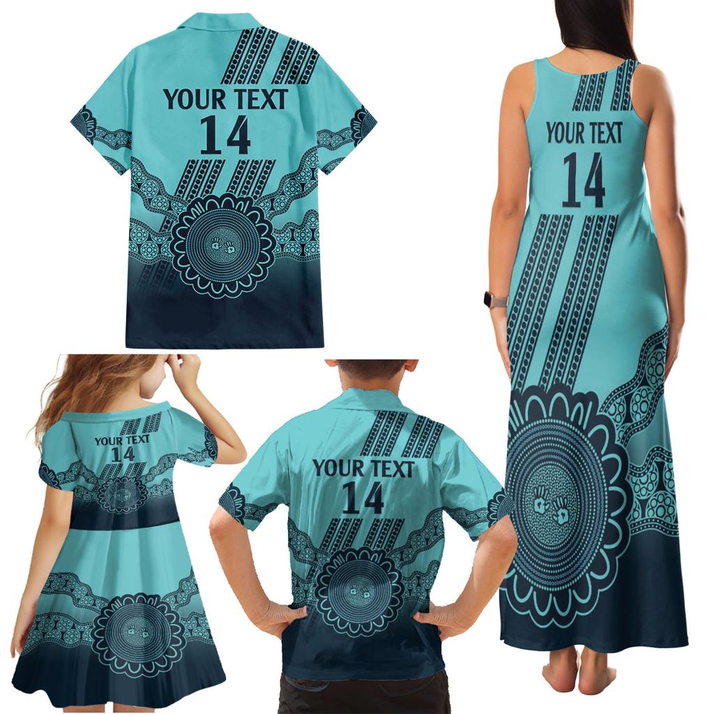 Custom Australia Matildas Family Matching Tank Maxi Dress and Hawaiian Shirt Aussie Aboriginal Turquoise Version