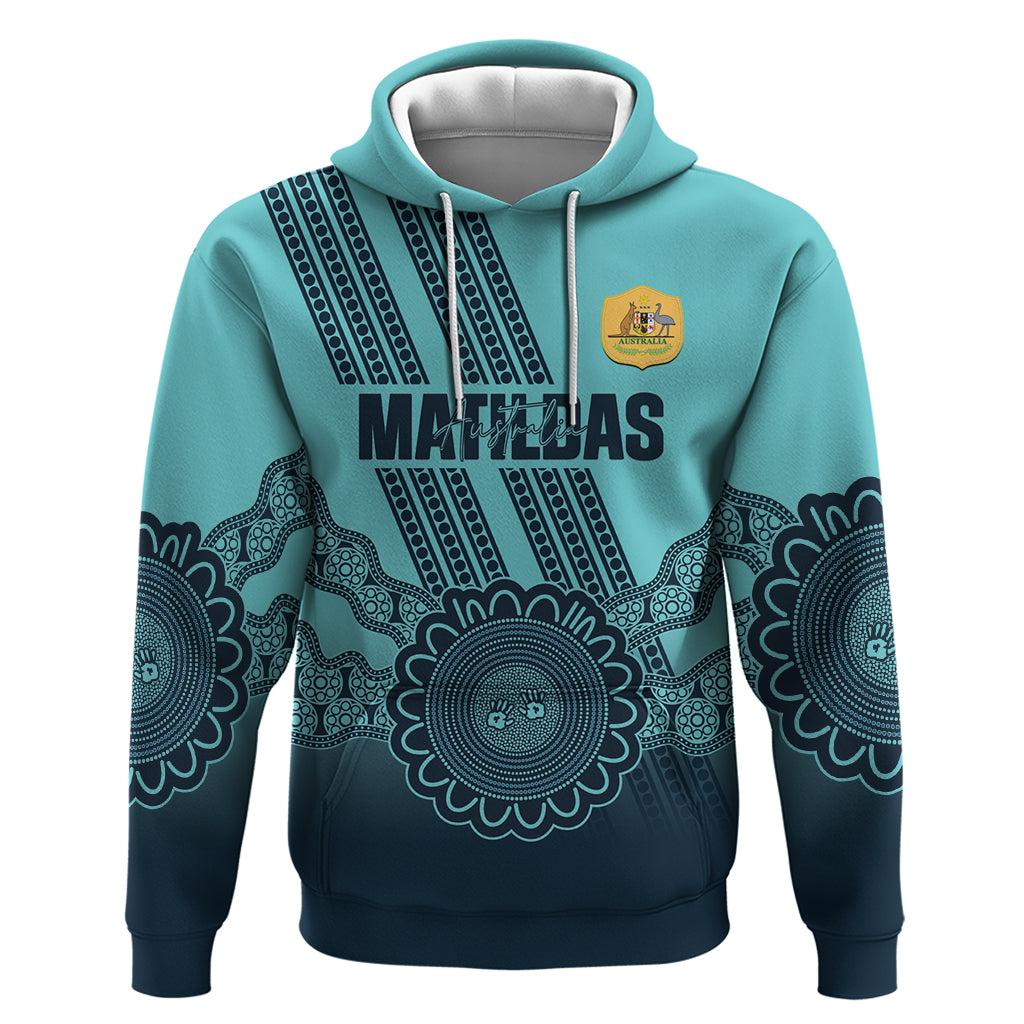 Custom Australia Matildas Hoodie Aussie Aboriginal Turquoise Version