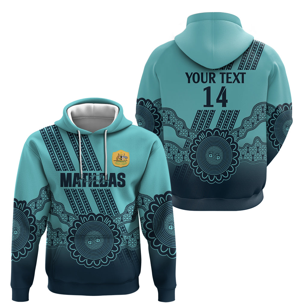 Custom Australia Matildas Hoodie Aussie Aboriginal Turquoise Version