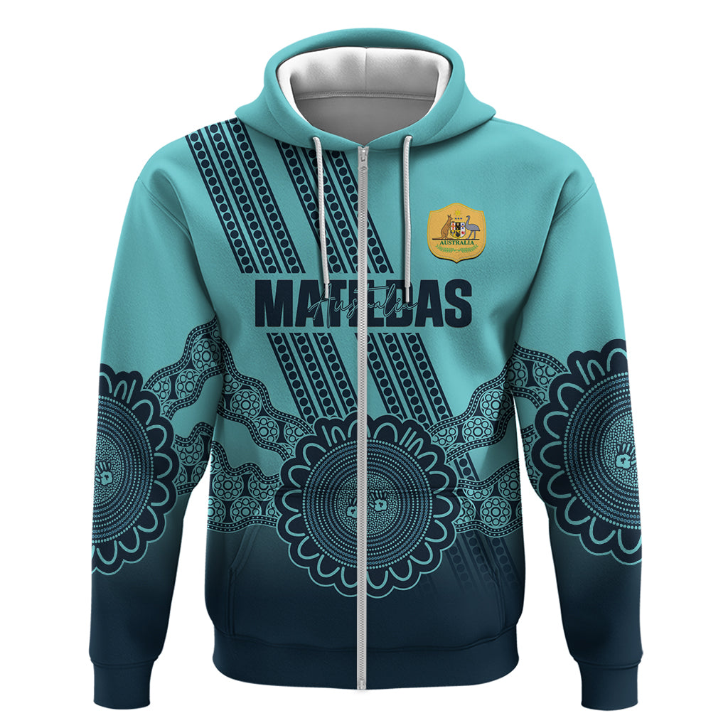 Custom Australia Matildas Hoodie Aussie Aboriginal Turquoise Version