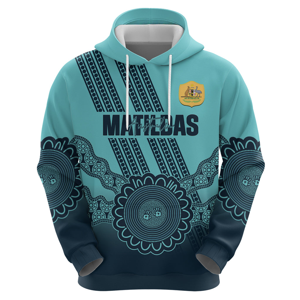 Custom Australia Matildas Hoodie Aussie Aboriginal Turquoise Version