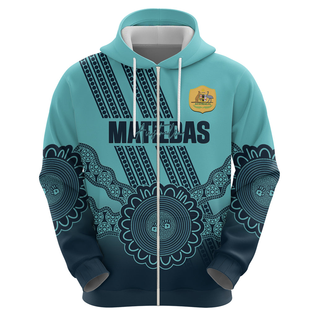 Custom Australia Matildas Hoodie Aussie Aboriginal Turquoise Version