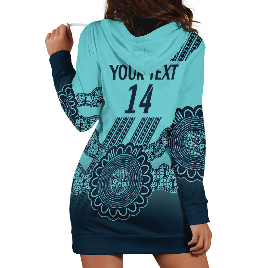 Custom Australia Matildas Hoodie Dress Aussie Aboriginal Turquoise Version