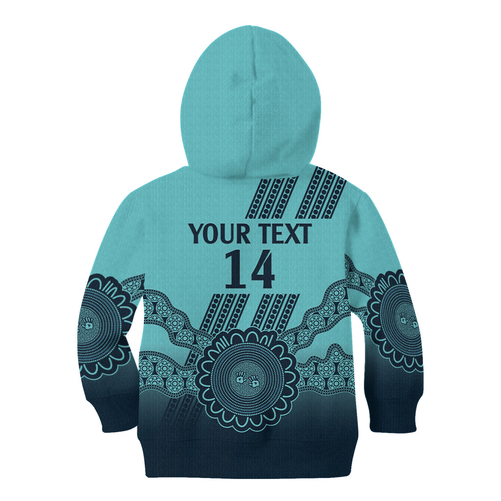 Custom Australia Matildas Kid Hoodie Aussie Aboriginal Turquoise Version