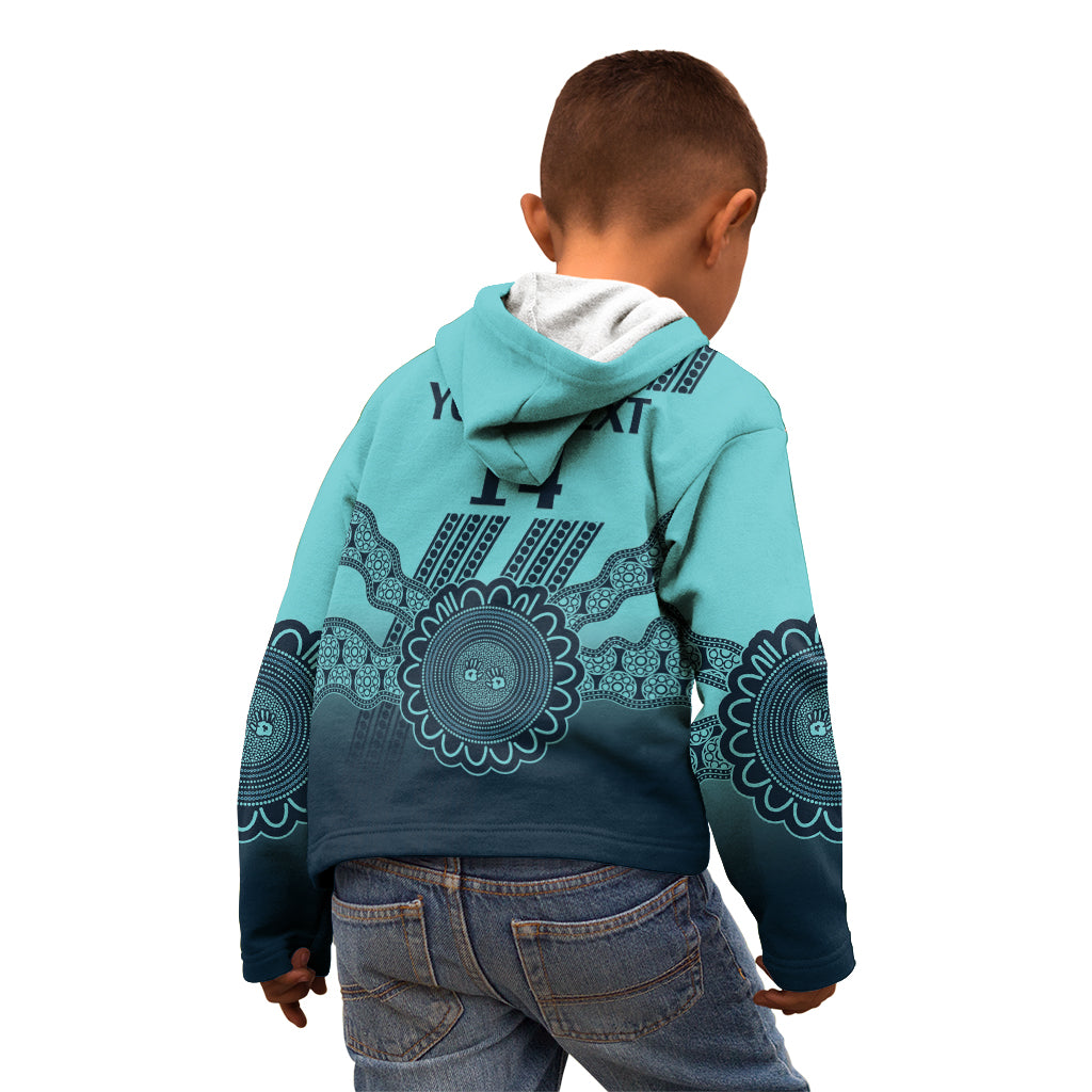 Custom Australia Matildas Kid Hoodie Aussie Aboriginal Turquoise Version