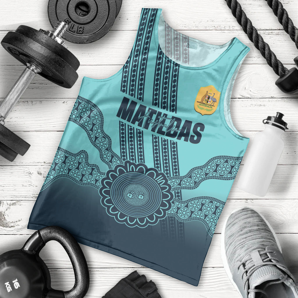 Custom Australia Matildas Men Tank Top Aussie Aboriginal Turquoise Version