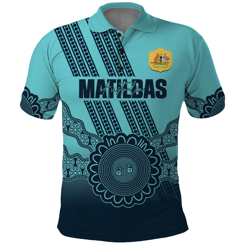 Custom Australia Matildas Polo Shirt Aussie Aboriginal Turquoise Version