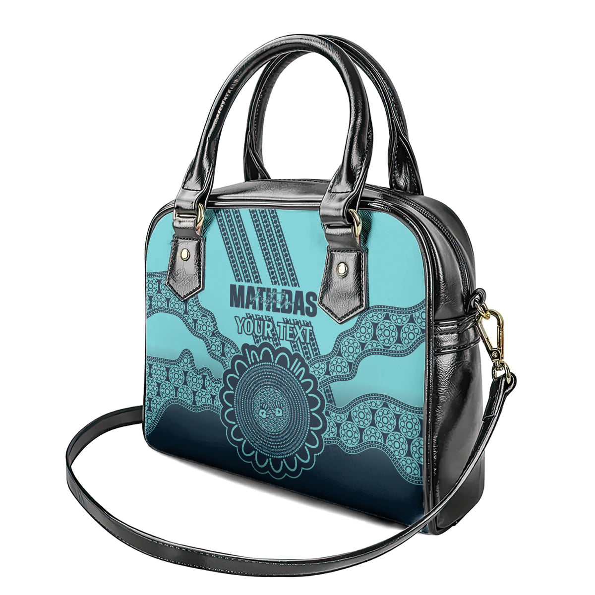 Custom Australia Matildas Shoulder Handbag Aussie Aboriginal Turquoise Version