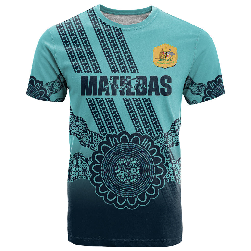 Custom Australia Matildas T Shirt Aussie Aboriginal Turquoise Version