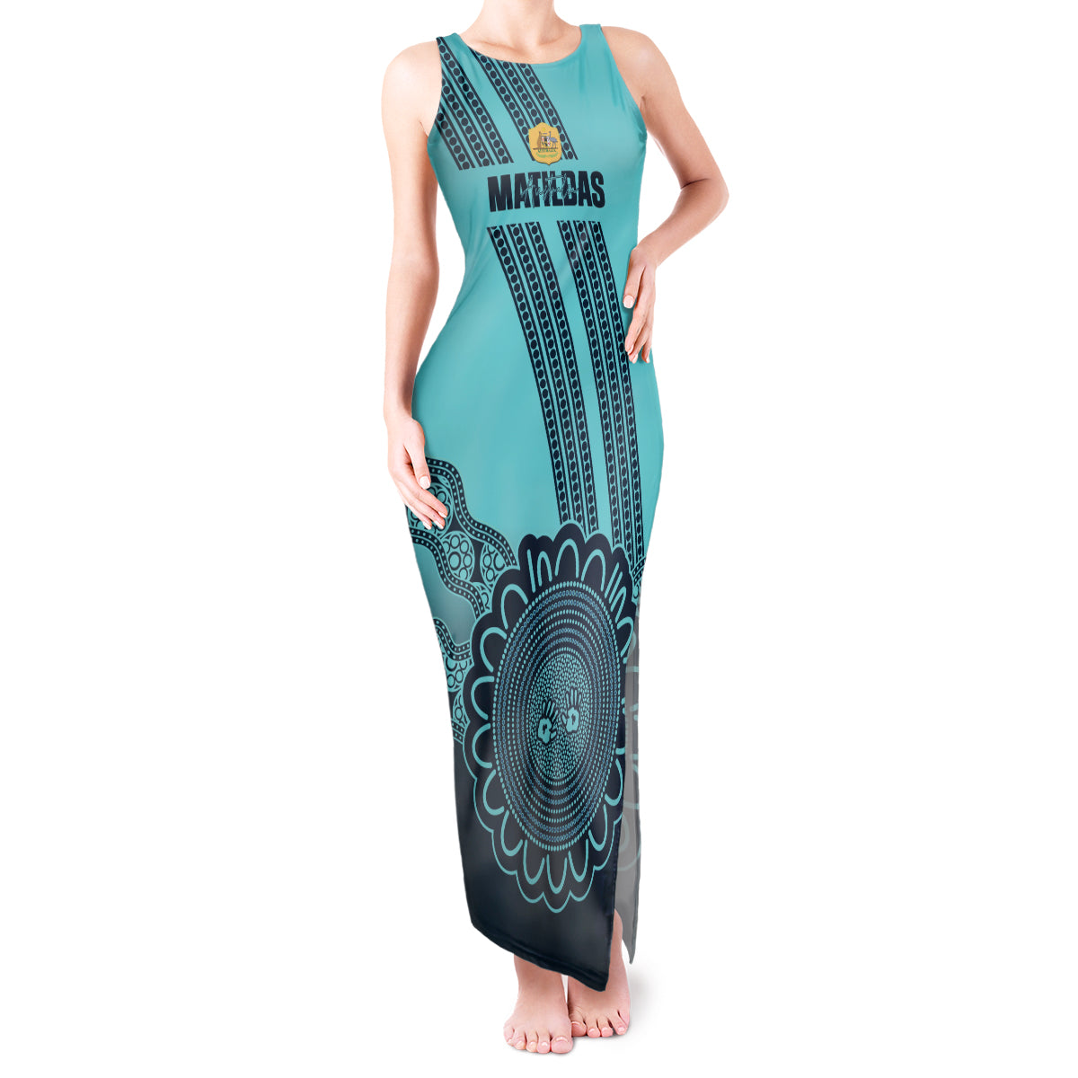 Custom Australia Matildas Tank Maxi Dress Aussie Aboriginal Turquoise Version