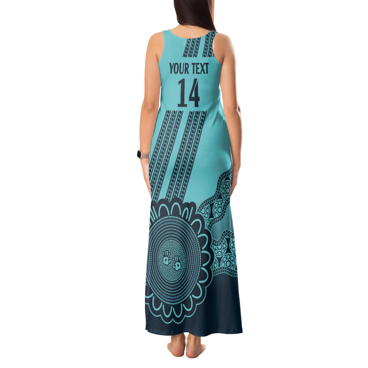 Custom Australia Matildas Tank Maxi Dress Aussie Aboriginal Turquoise Version