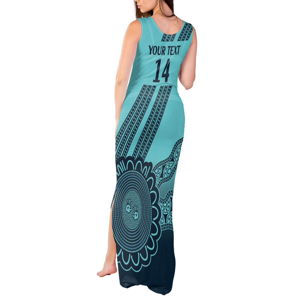 Custom Australia Matildas Tank Maxi Dress Aussie Aboriginal Turquoise Version