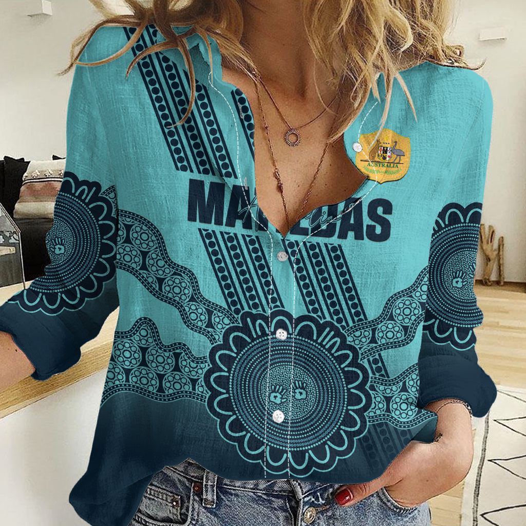 Custom Australia Matildas Women Casual Shirt Aussie Aboriginal Turquoise Version