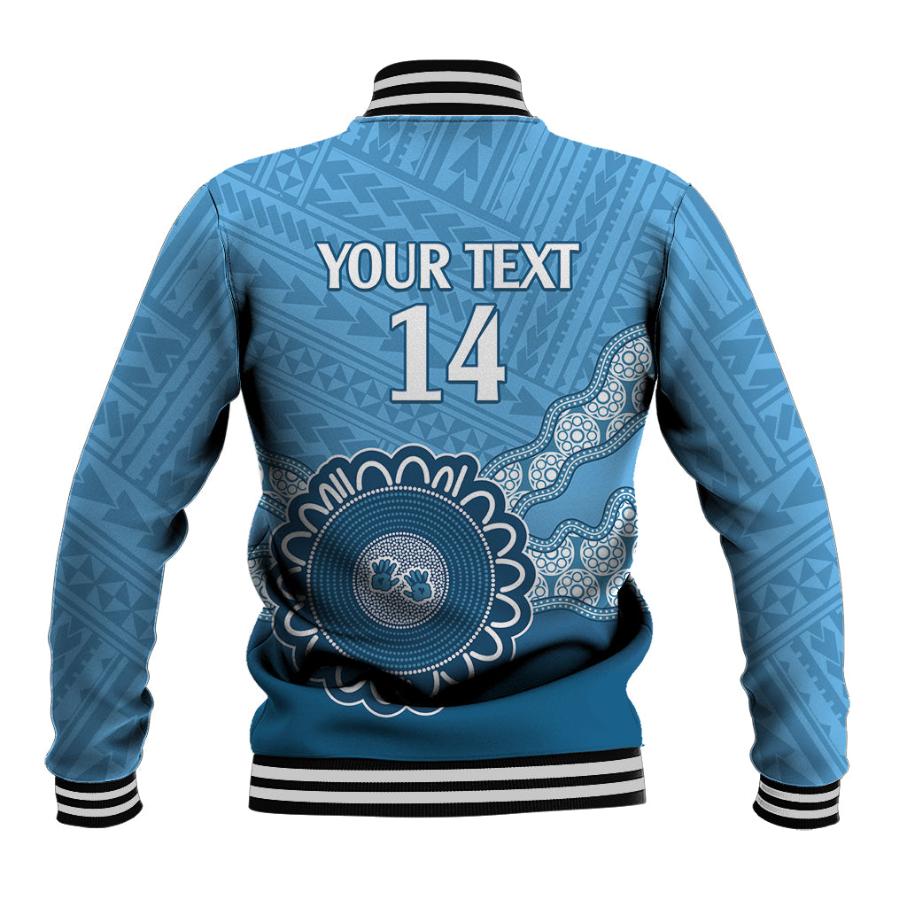 Custom NSW Blues Rugby Baseball Jacket Aussie Aboriginal Mix Polynesian Pattern