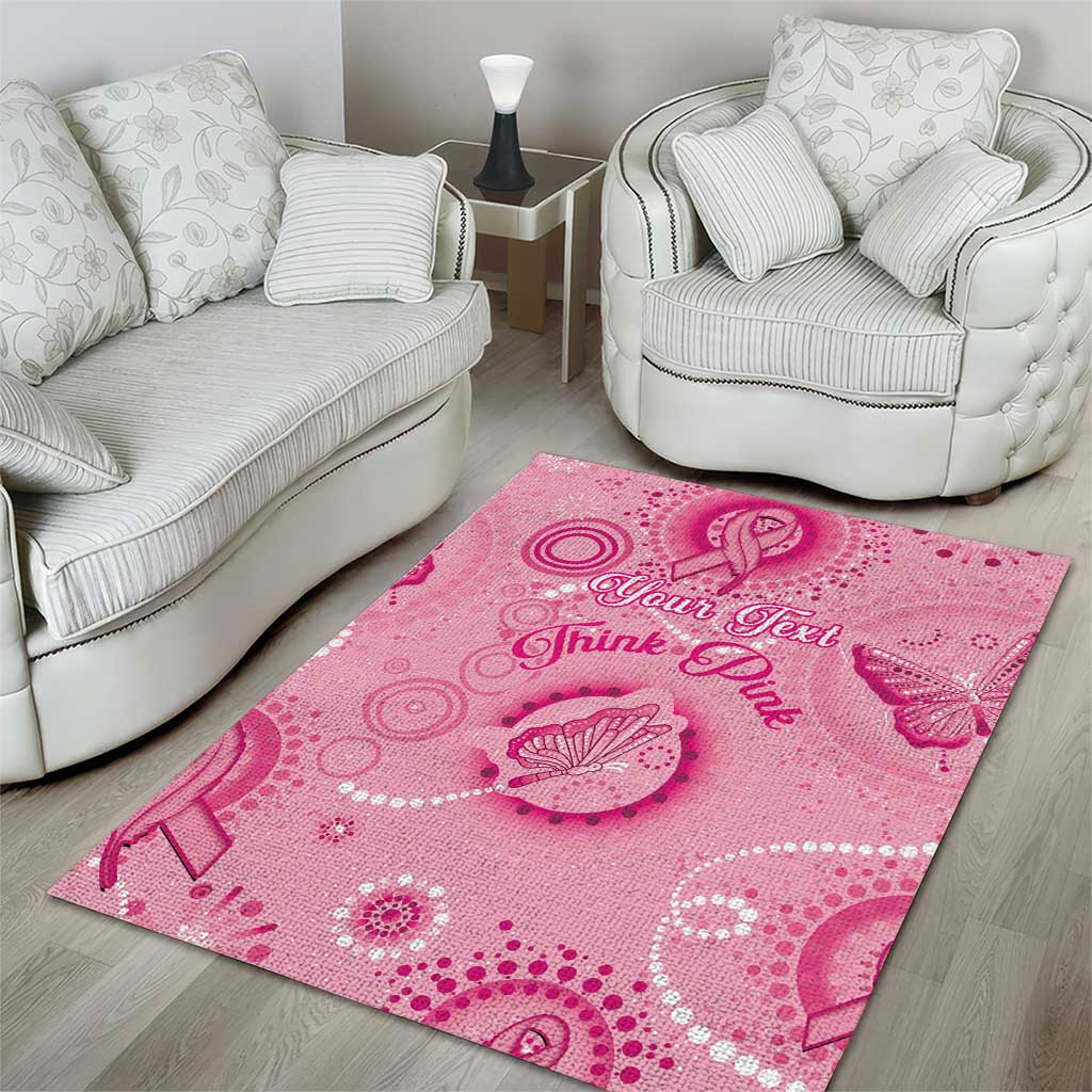 Personalised Australia Indigenous Area Rug Breast Cancer Ribbon Think Pink - Pink Version