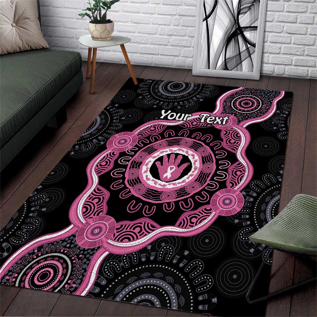 Personalised Australia Breast Cancer Area Rug Brave Strong Aboriginal Art