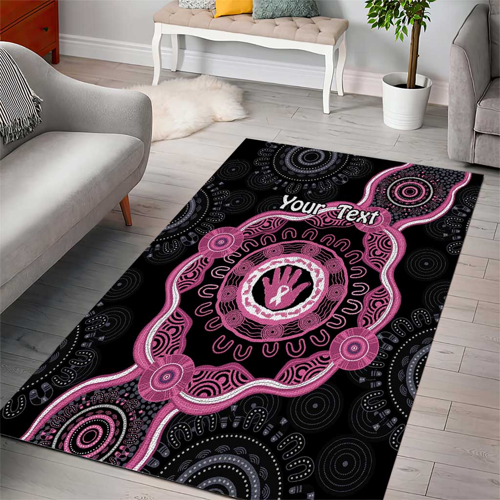 Personalised Australia Breast Cancer Area Rug Brave Strong Aboriginal Art