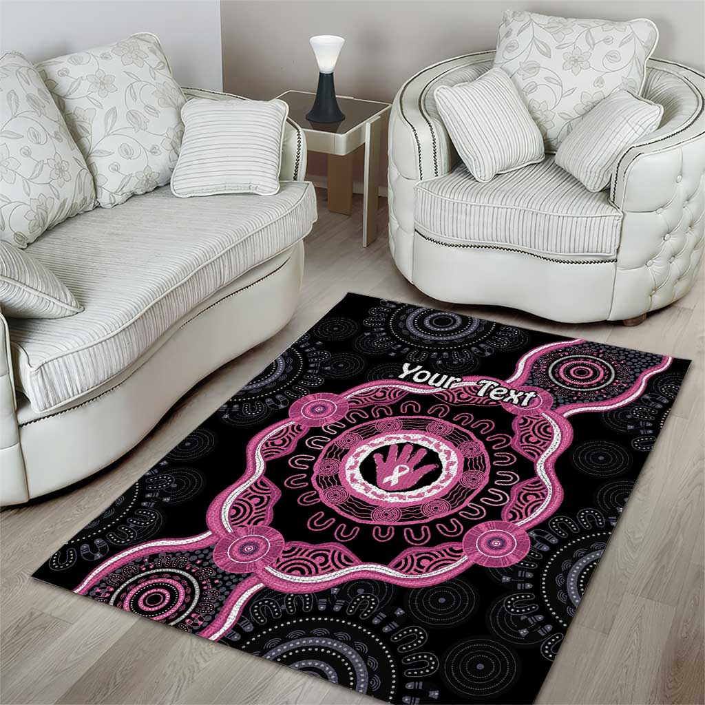 Personalised Australia Breast Cancer Area Rug Brave Strong Aboriginal Art