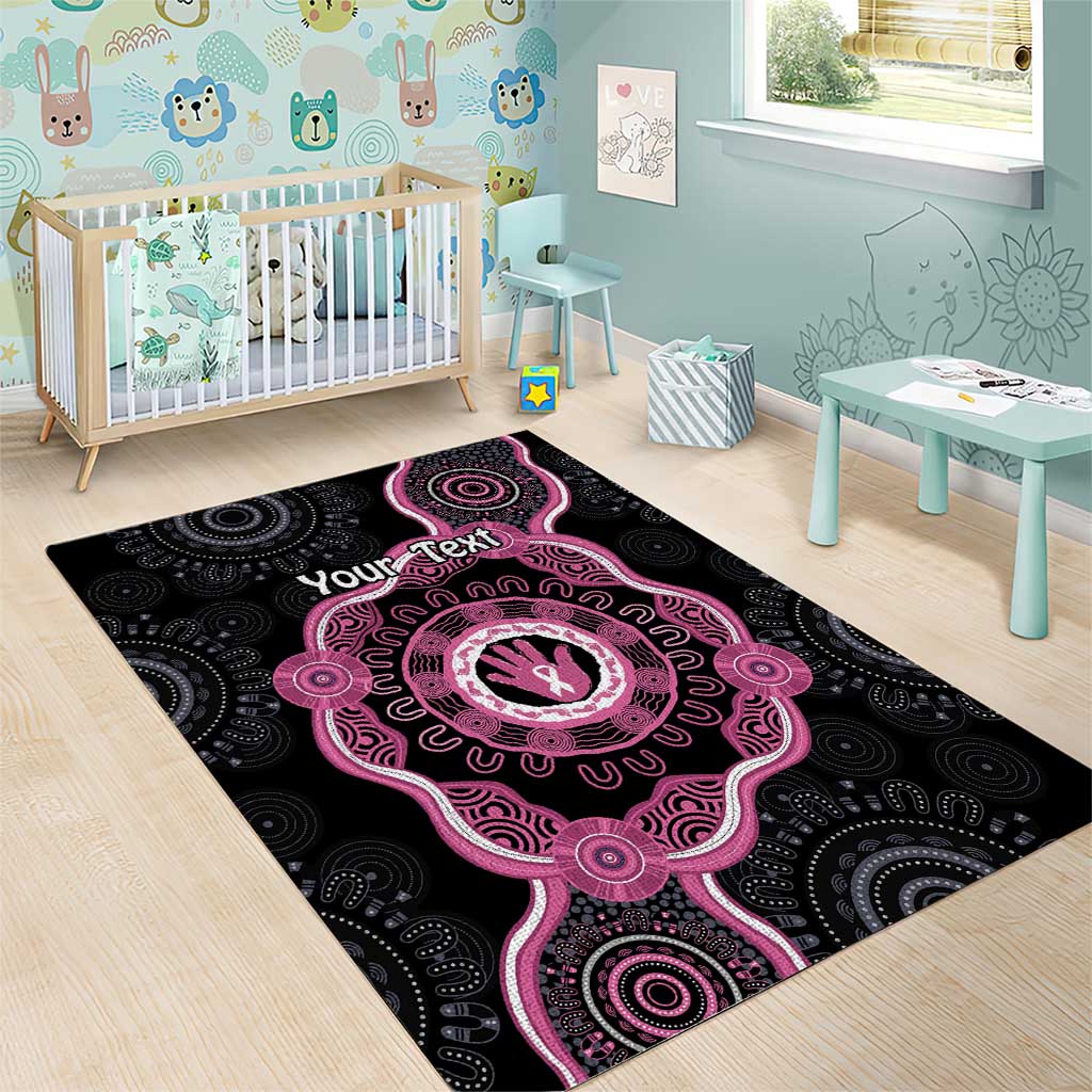 Personalised Australia Breast Cancer Area Rug Brave Strong Aboriginal Art