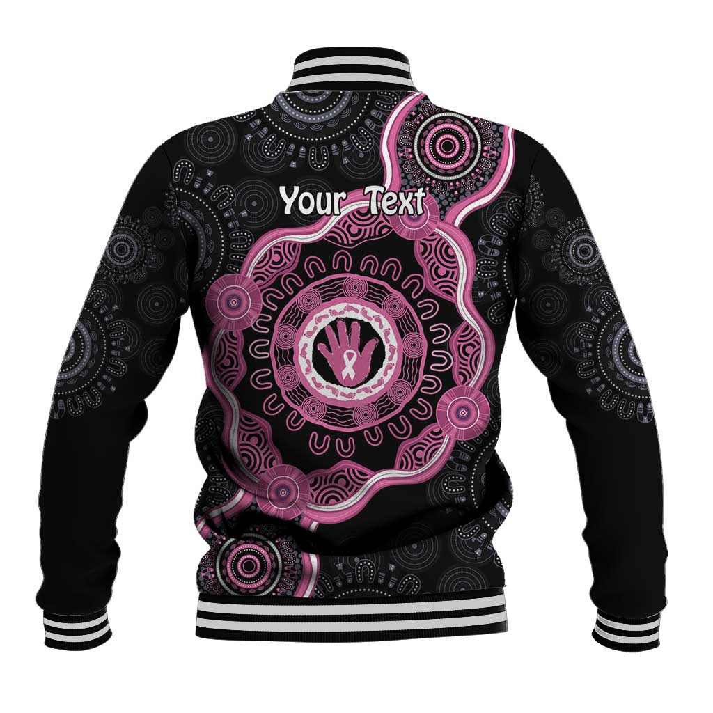 Personalised Australia Breast Cancer Baseball Jacket Brave Strong Aboriginal Art