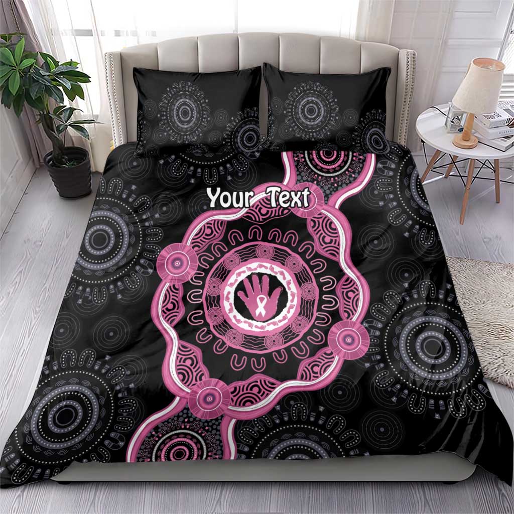 Personalised Australia Breast Cancer Bedding Set Brave Strong Aboriginal Art