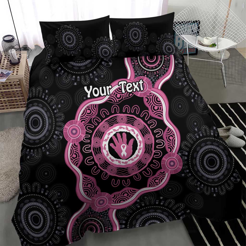 Personalised Australia Breast Cancer Bedding Set Brave Strong Aboriginal Art