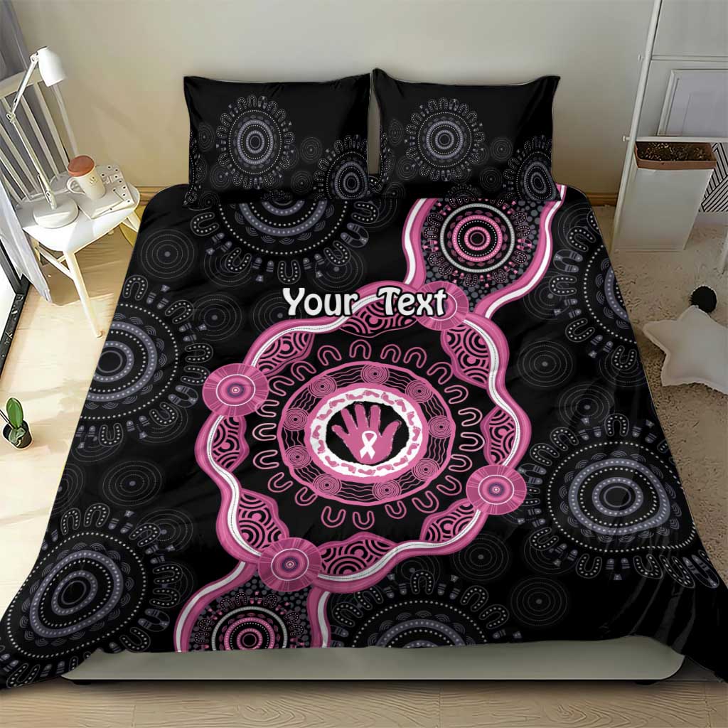 Personalised Australia Breast Cancer Bedding Set Brave Strong Aboriginal Art