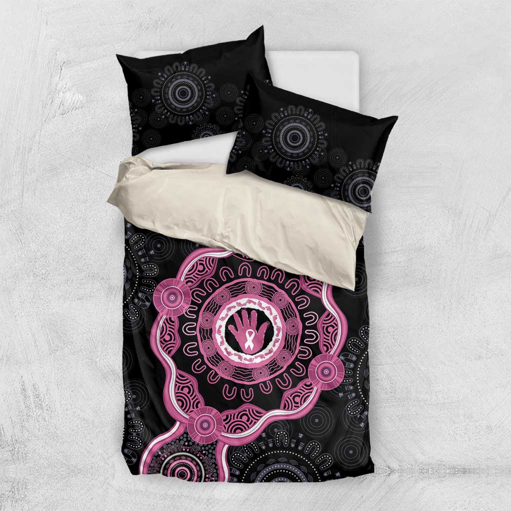 Personalised Australia Breast Cancer Bedding Set Brave Strong Aboriginal Art