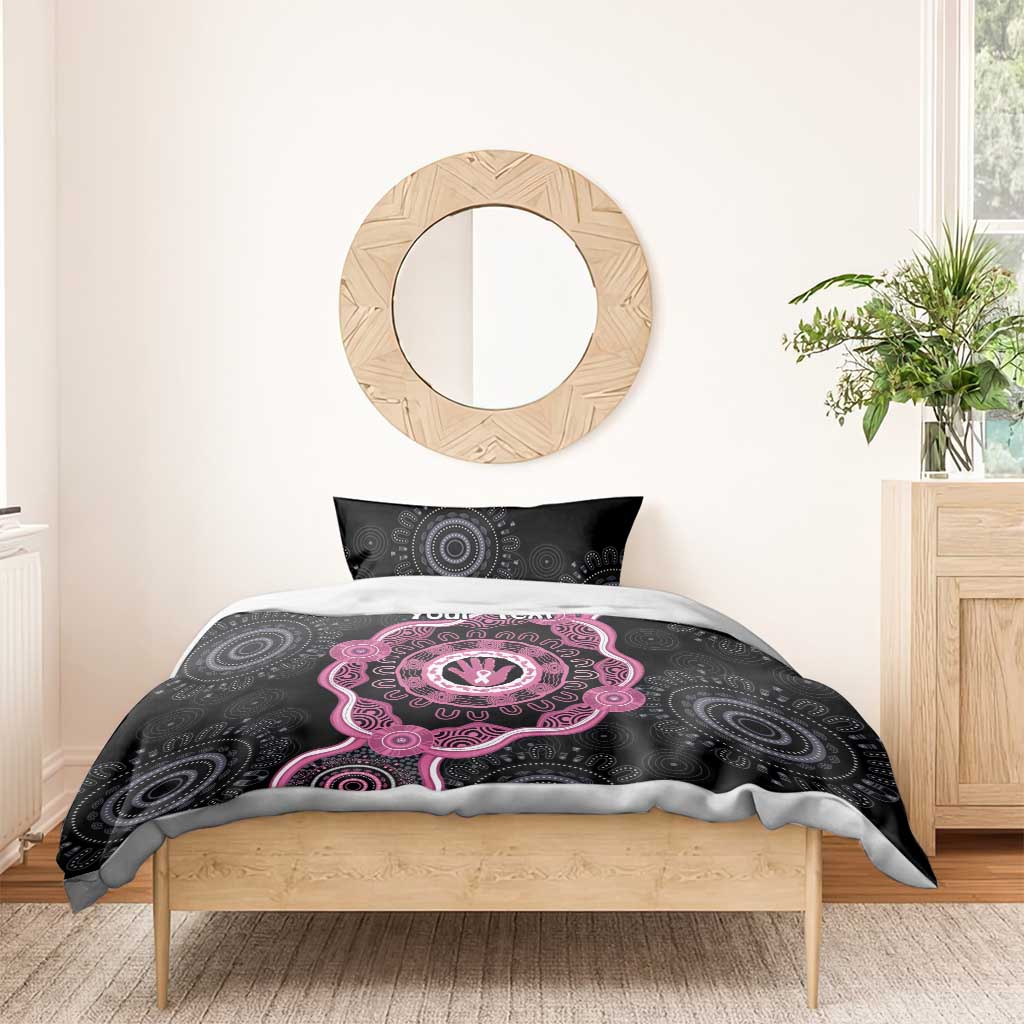 Personalised Australia Breast Cancer Bedding Set Brave Strong Aboriginal Art