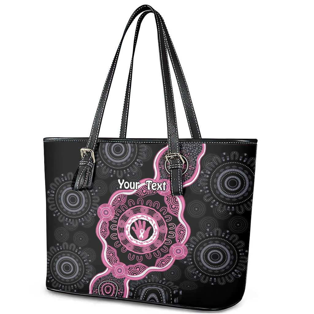 Personalised Australia Breast Cancer Leather Tote Bag Brave Strong Aboriginal Art