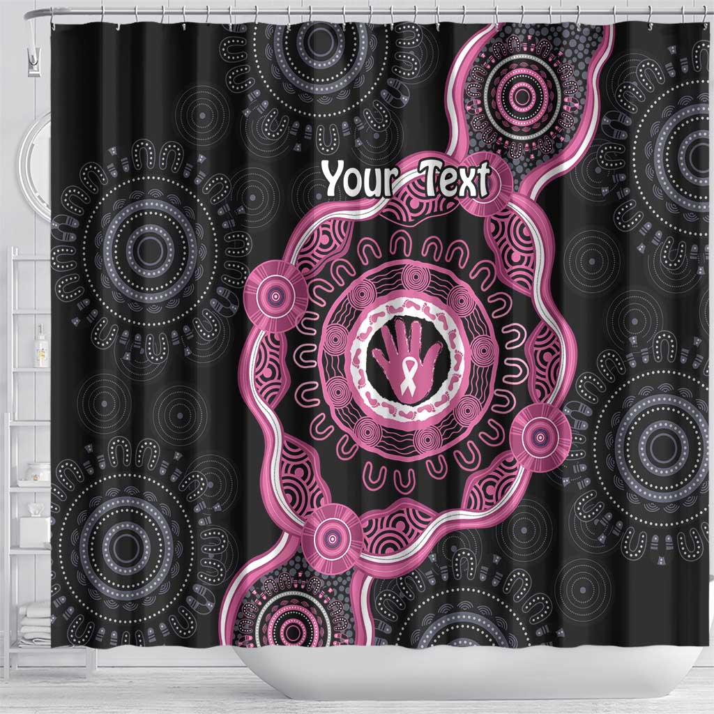 Personalised Australia Breast Cancer Shower Curtain Brave Strong Aboriginal Art