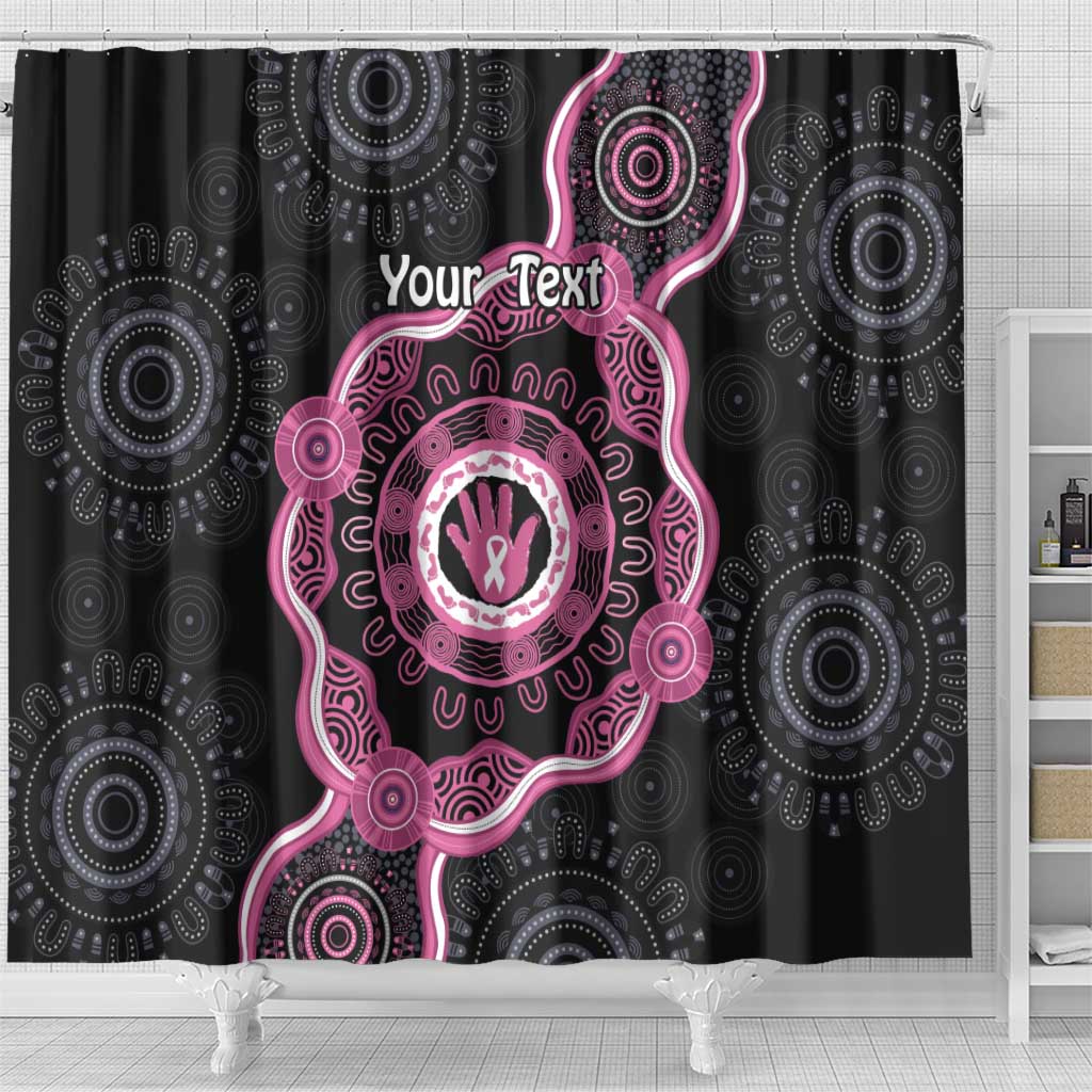 Personalised Australia Breast Cancer Shower Curtain Brave Strong Aboriginal Art