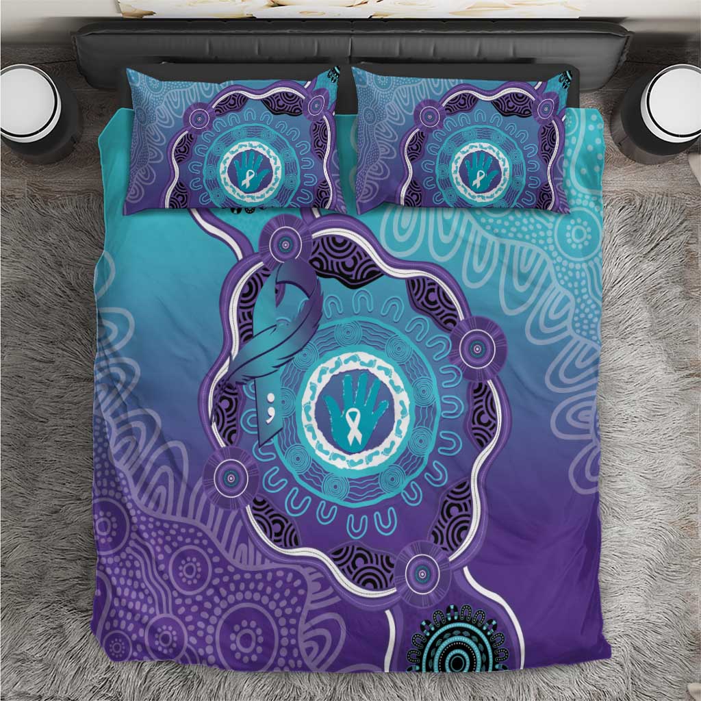 Australia Indigenous Bedding Set Suicide Prevention Month Ribbon Aboriginal Art