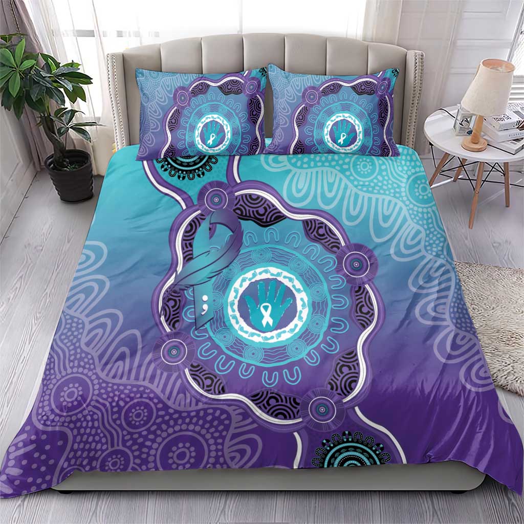 Australia Indigenous Bedding Set Suicide Prevention Month Ribbon Aboriginal Art