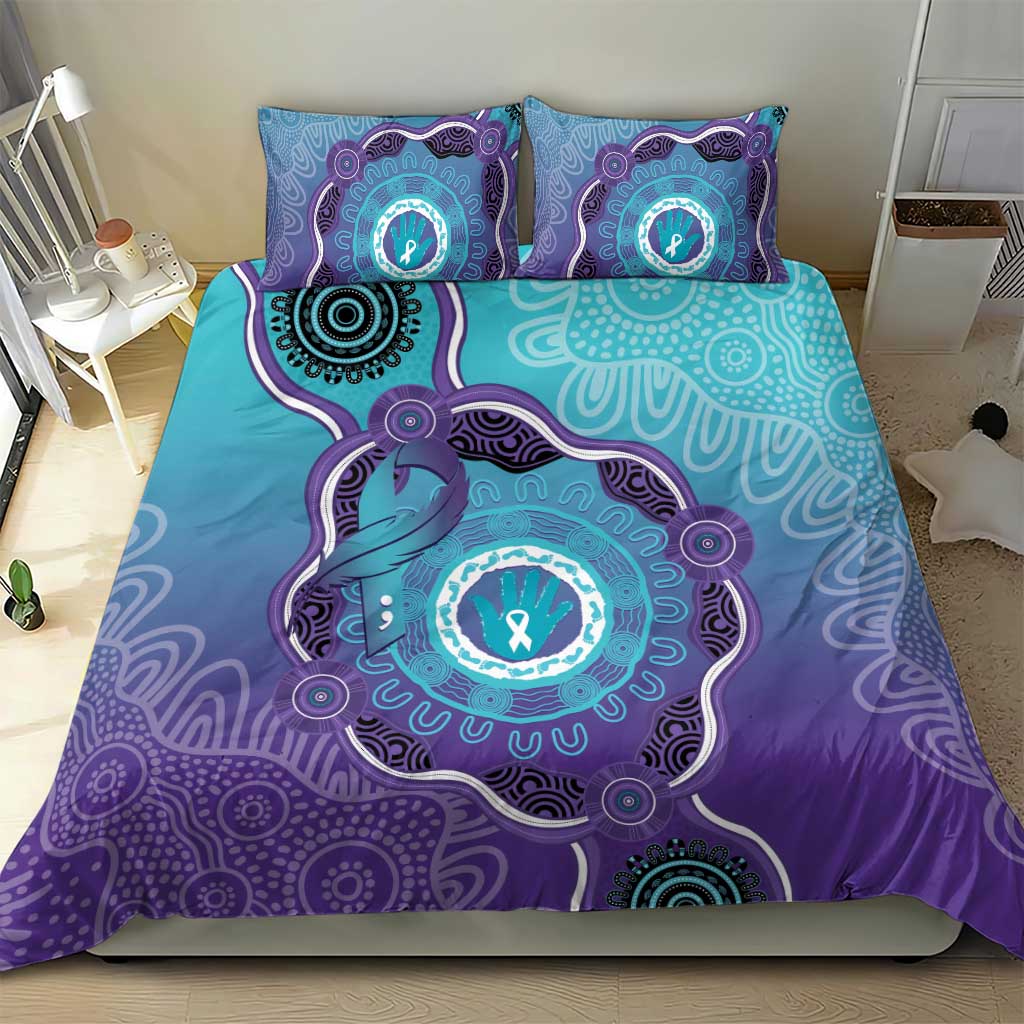 Australia Indigenous Bedding Set Suicide Prevention Month Ribbon Aboriginal Art