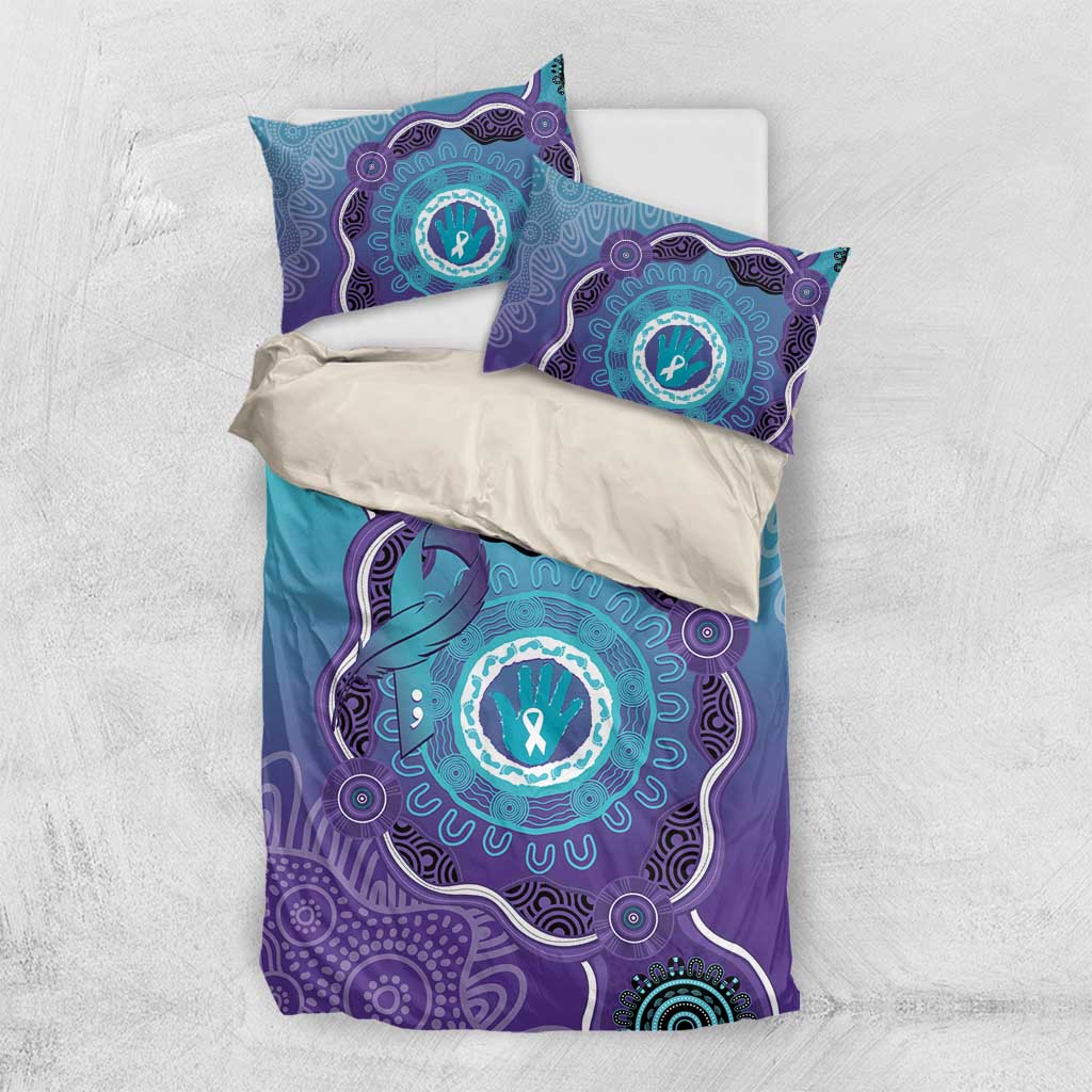 Australia Indigenous Bedding Set Suicide Prevention Month Ribbon Aboriginal Art