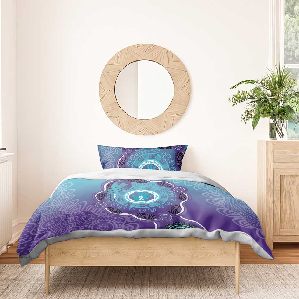 Australia Indigenous Bedding Set Suicide Prevention Month Ribbon Aboriginal Art