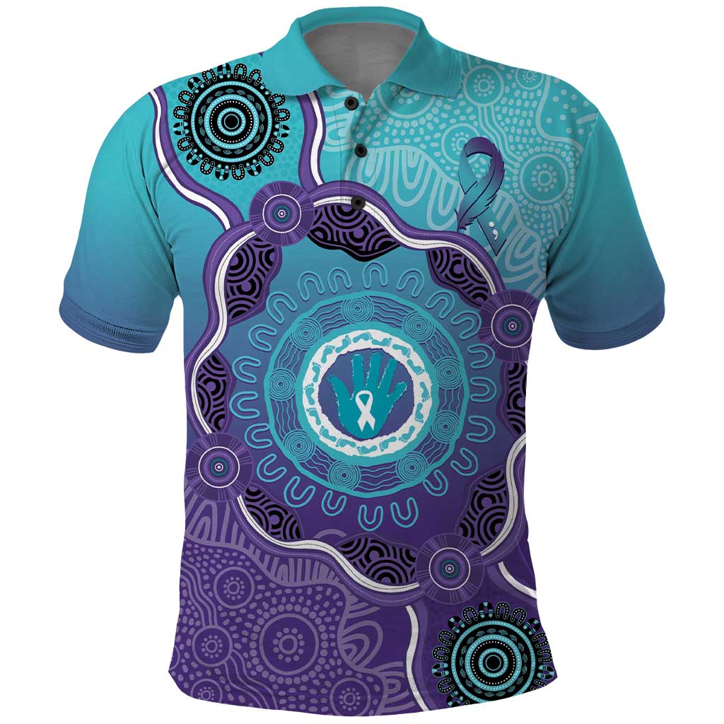 Australia Indigenous Polo Shirt Suicide Prevention Month Ribbon Aboriginal Art