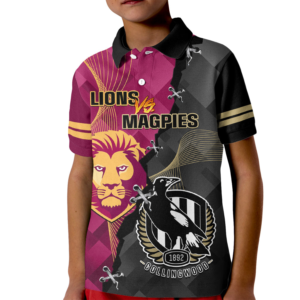 collingwood-and-lions-football-kid-polo-shirt-2023-grand-final-magpies-brisbane-together