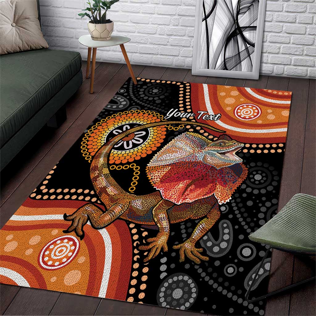 Personalised Australia Frilled Lizard Area Rug Aboriginal Art