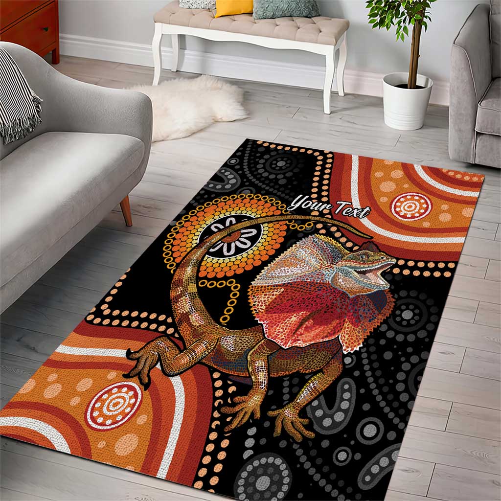 Personalised Australia Frilled Lizard Area Rug Aboriginal Art