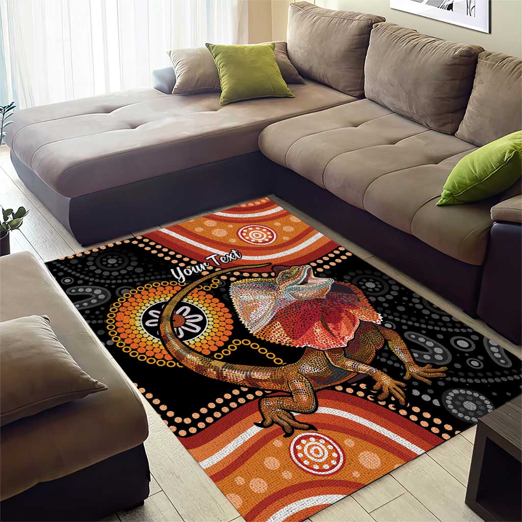 Personalised Australia Frilled Lizard Area Rug Aboriginal Art